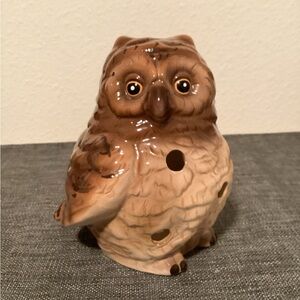 Glazed Owl Tea Light Candle Holder Brown - IEC